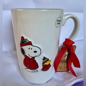 NWT! Rae Dunn Snoopy & Woodstock Puffer jacket coat Coffee Tea Cocoa Mug